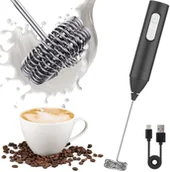 Spieniacze do mleka - Spieniacz do mleka kawy ręczny ubijacz mini mikser elektryczny 3 tryby - miniaturka - grafika 1