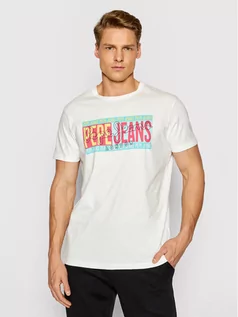 Koszulki męskie - Pepe Jeans T-Shirt Mark PM507768 Biały Regular Fit - grafika 1