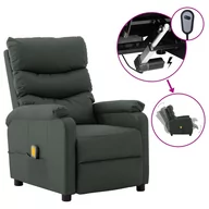 Fotele - vidaXL Lumarko Rozkładany fotel masujący, elektryczny, szary, ekoskóra 3073680 - miniaturka - grafika 1