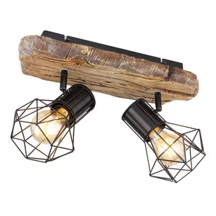 Globo Priska 54017W-2 plafon lampa sufitowa spot 2x60W E27 czarny/drewniany - Lampy sufitowe - miniaturka - grafika 1