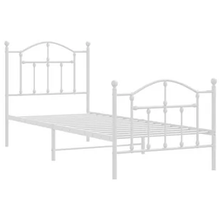 Metalowa rama łóżka z wezgłowiem i zanóżkiem, biała, 80x200 cm Lumarko! - Łóżka - miniaturka - grafika 3