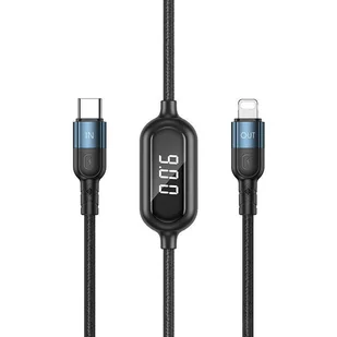Remax Litxn kabel do szybkiego ładowania USB Typ C - Lightning 20W Power Delivery z wyświetlaczem ekranem miernik mocy 1m czarny (RC-193i) - Kable USB - miniaturka - grafika 1