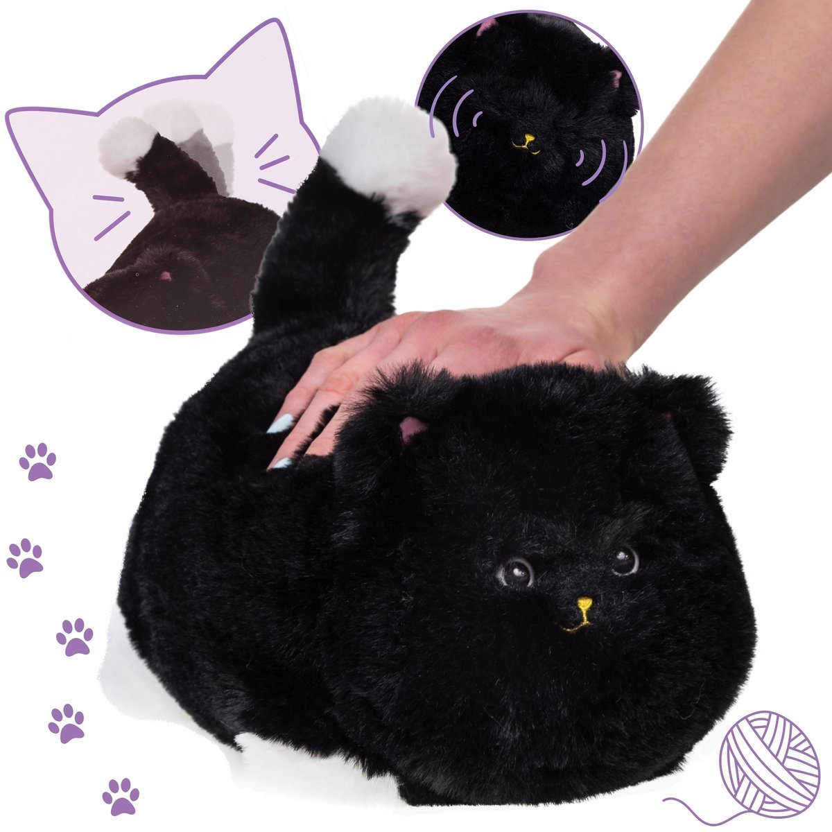 Huggy Luv Interaktywny czarny kotek MRUCZEK, pluszak, zabawka dla dzieci z dzwiękiem 2+