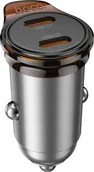 Ładowarki samochodowe - HOCO ładowarka samochodowa 2 x Typ C PD QC3.0 45W NZ16B szara - miniaturka - grafika 1