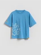 Koszulki dla chłopców - Reserved - Bawełniany t-shirt z nadrukiem - niebieski - miniaturka - grafika 1