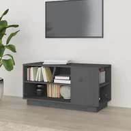 Szafki RTV - Szafka pod telewizor, szara, 80x35x40,5 cm, lite drewno sosnowe - miniaturka - grafika 1