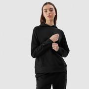 Koszulki sportowe damskie - Damska bluza dresowa nierozpinana z kapturem 4F 4FWSS24TSWSF0955 - czarna - miniaturka - grafika 1