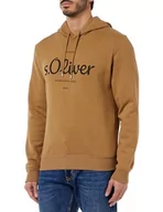 Bluzy męskie - s.Oliver Sales GmbH & Co. KG/s.Oliver Męska bluza z logo z kapturem, brązowy, XXL - miniaturka - grafika 1
