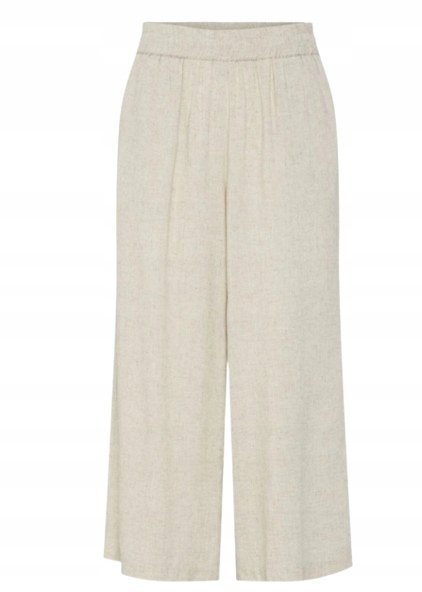 PIECES BEŻOWE SPODNIE CHINOS Z SZEROKĄ NOGAWKĄ L XQA