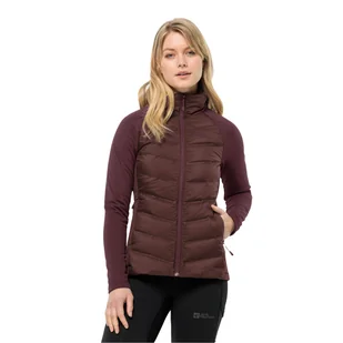 Damska kurtka hybrydowa Jack Wolfskin TASMAN DOWN HYBRID W dark maroon - S - Kurtki damskie - miniaturka - grafika 1