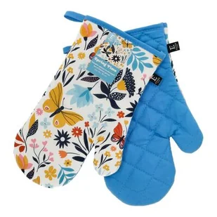 Komplet rękawic kuchennych bawełnianych Spring Time 19 x 30 cm niebieski - Fartuchy i rękawice kuchenne - miniaturka - grafika 1