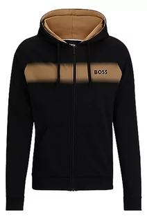 Kurtki męskie - BOSS Męska kurtka Authentic Jacket H Regular-Fit bluza z kapturem z bawełny ekologicznej z logo, czarny (Black1), S - grafika 1