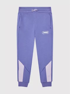 Spodnie i spodenki dla chłopców - Puma Spodnie dresowe Rebel 586160 Fioletowy Regular Fit - grafika 1