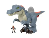 Figurki dla dzieci - Imaginext Jurassic World Spinozaur Dinozaur ze światełkami, dźwiękami i ruchami paszczy + figurka, zabawka dla przedszkolaków, HML41 - miniaturka - grafika 1
