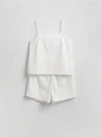 Moda i Uroda OUTLET - Reserved - Dwuczęściowa piżama z haftem - złamana biel - miniaturka - grafika 1