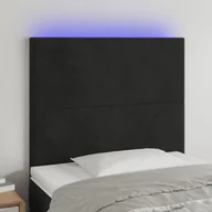 Inne meble do sypialni - vidaXL Zagłówek do łóżka z LED, czarny, 90x5x118/128 cm, aksamit - miniaturka - grafika 1