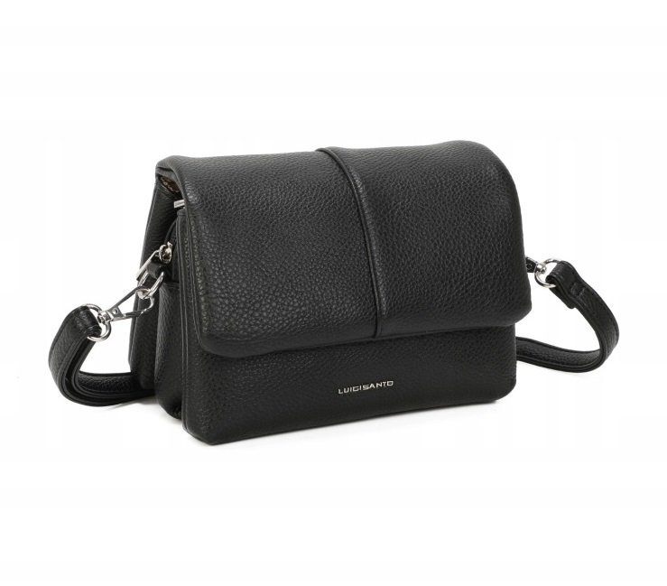 Torebka Damska Listonoszka Czarna Elegancka Crossbody 3 Komory LUIGISANTO