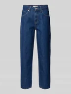 Spodnie damskie - Jeansy o kroju tapered fit z 5 kieszeniami - miniaturka - grafika 1