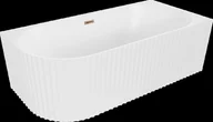 Wanny - Mexen Gia wanna wolnostojąca narożna ryflowana prawa 150 x 75 cm, biała mat, przelew różowe złoto - 52701507501P-60 - miniaturka - grafika 1