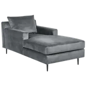 Narożniki - Szezlong welurowy szary GUERET - miniaturka - grafika 1