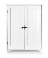 Szafki łazienkowe - Biała uniwersalna szafka stojąca MEGHAN z Czarnymi Uchwytami 60 x 30 x 80 cm - miniaturka - grafika 1