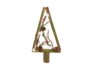 Drewniana choinka bożonarodzeniowa z dekoracjami brązowa - 50 cm - 1 szt. - Ozdoby bożonarodzeniowe - miniaturka - grafika 1