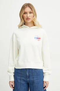 Karl Lagerfeld bluza bawełniana damska kolor beżowy z kapturem z nadrukiem A2W20072 - Bluzy damskie - miniaturka - grafika 1