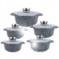 Zestawy garnków i patelni - KOMPLET GARNKOW MARMURKOWYCH CERAMICZNY SZARY 10 SZT SZARY - miniaturka - grafika 1