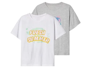 pepperts!® T-shirty dziewczęce z bawełną, 2 sztuki (158/164, Biały/szary) - Koszulki dla dziewczynek - miniaturka - grafika 1