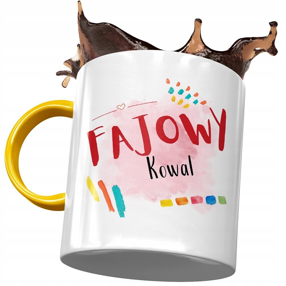 Kubek Żółty Dla Kowala Fajowy Kowal Prezent z Nadrukiem ze Zdjęciem + Opakowanie na prezent (wzór 02)