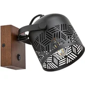 Lampy ścienne - Rabalux Rotem kinkiet 1x40W czarny mat/drewno 3298 - miniaturka - grafika 1