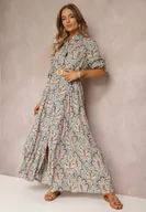 Sukienki - Miętowo-Różowa Koszulowa Sukienka z Dodatkowym Paskiem i Podpinanymi Rękawami Alonie - miniaturka - grafika 1