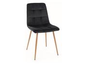 Krzesła - Krzesło tapicerowane do jadali MILA D VELVET czarne/dąb SIGNAL - miniaturka - grafika 1