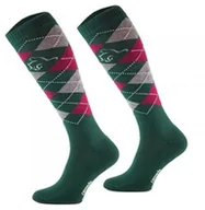 Skarpetki jeździeckie - COMODO Podkolanówki jeździeckie Karo - zielony ciemny/szary/bordowy - miniaturka - grafika 1