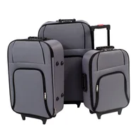 Walizki - Duże szare walizki z tworzywa na kółkach do samolotu H23-015G komplet 3 szt. 19/23/27 - miniaturka - grafika 1