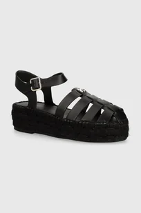 Tommy Hilfiger espadryle skórzane TH AUTHENTIC LEATHER ESPADRILLE damskie kolor czarny na platformie FW0FW07743 - Espadryle damskie - miniaturka - grafika 1
