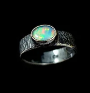 Pierścionki - Pierścionek Opal w srebrnej korze r. 20 - miniaturka - grafika 1