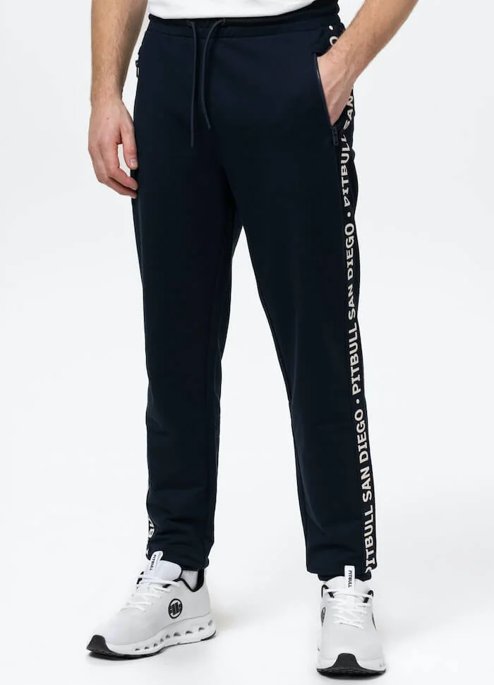 Spodnie sportowe PIT BULL Tricot Terry TAPE PARKER granatowe