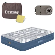 Materace turystyczne - Materac dmuchany dwuosobowy do spania z wbudowaną pompką Bestway 203x152x36cm - miniaturka - grafika 1