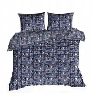 Pościel - pościel z bawełny płaskiej 200x200 + 2 poszewki B 90-1 serca zaw niebieskie - miniaturka - grafika 1