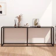 Konsole i sekretarzyki - shumee shumee Konsola czarna 200x35x75,5 cm szkło hartowane - miniaturka - grafika 1