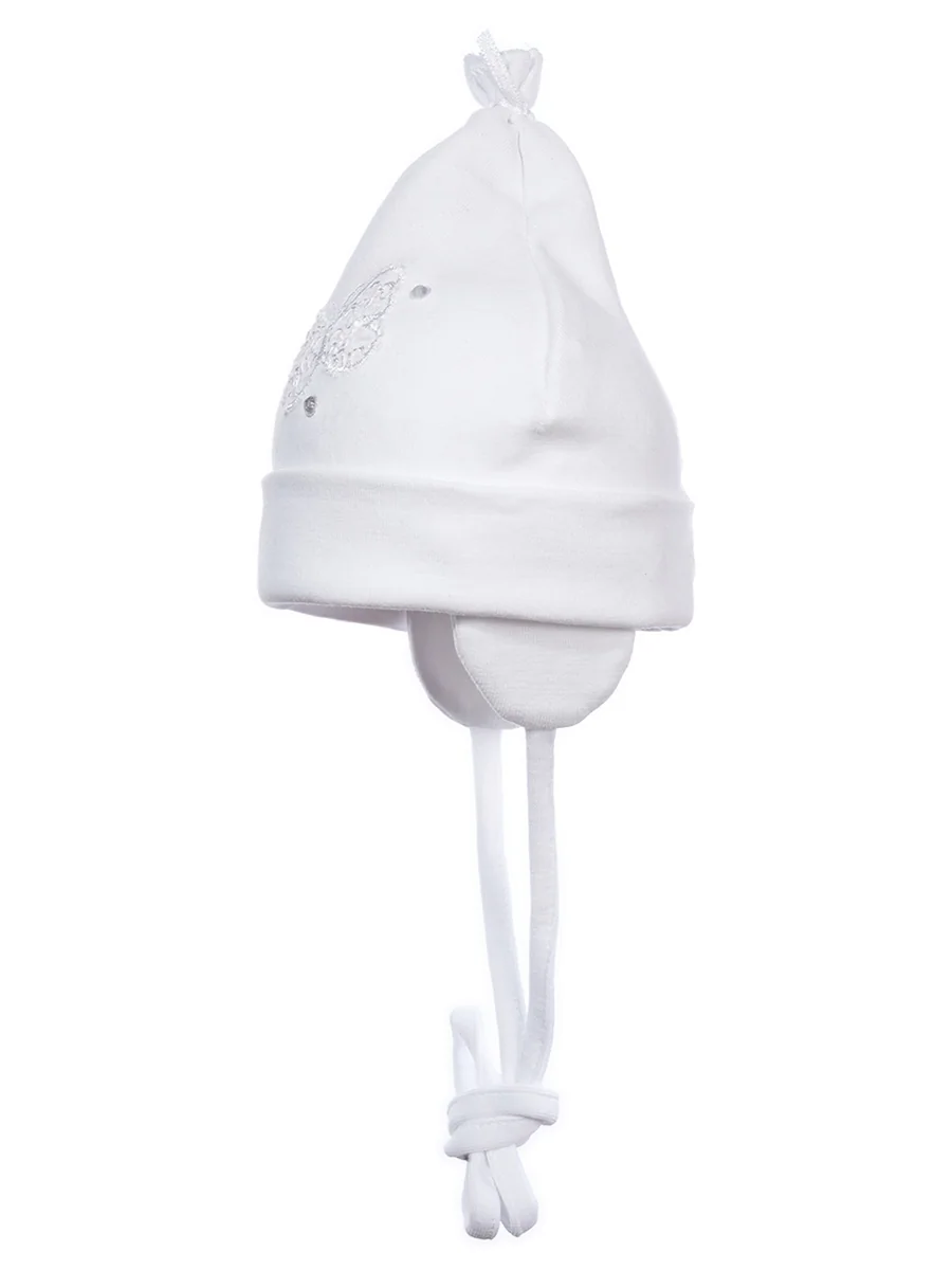 Niemowlęca czapka wiązana chrzest biała Doll r.43