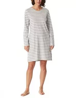 Koszulki i topy damskie - Schiesser Damska koszulka z długim rękawem 100% bawełna Sleepshirt Bigshirt z kieszeniami Nightwear koszula nocna, szary melanż, 48, Grau Melange, 48 - miniaturka - grafika 1
