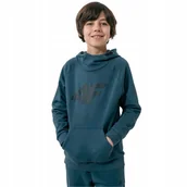Bluzy męskie - BLUZA CHŁOPIĘCA 4F DRESOWA Z KAPTUREM BAWEŁNA - miniaturka - grafika 1