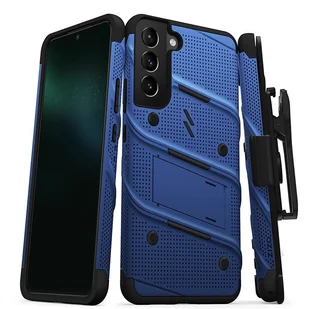 Zizo Bolt Bundle Pancerne Etui do Samsung Galaxy S22+ Plus ze Szkłem na Ekran + Uchwyt z Podstawką (Blue & Black) BOLT-SAMGS22PL-BLBK - Etui i futerały do telefonów - miniaturka - grafika 2
