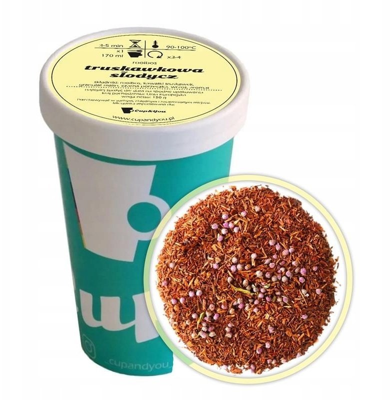 Najlepsza sypana herbata czerwonokrzew Rooibos TRUSKAWKOWA SŁODYCZ 150g EKO