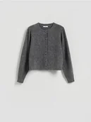 Swetry damskie - Reserved - Kardigan z domieszką wełny - ciemnoszary - miniaturka - grafika 1