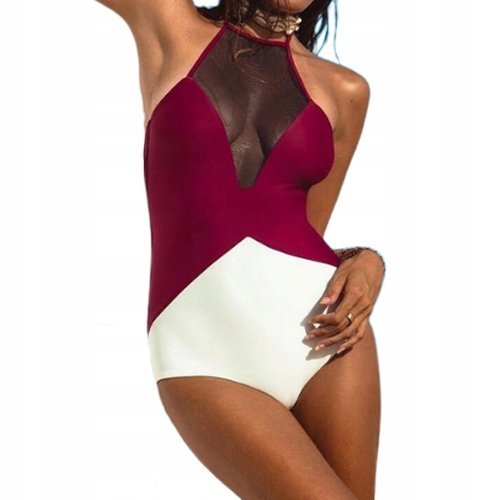 STRÓJ KOSTIUM KĄPIELOWY JEDNOCZĘŚCIOWY MODELUJĄCY TALIE SIATECZKA SEXY L