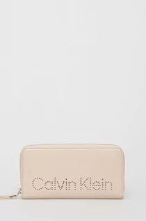 Portfele - Calvin Klein portfel damski kolor beżowy - grafika 1