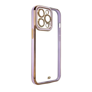Fashion Case etui do iPhone 12 Pro żelowy pokrowiec ze złotą ramką fioletowy - Etui i futerały do telefonów - miniaturka - grafika 1
